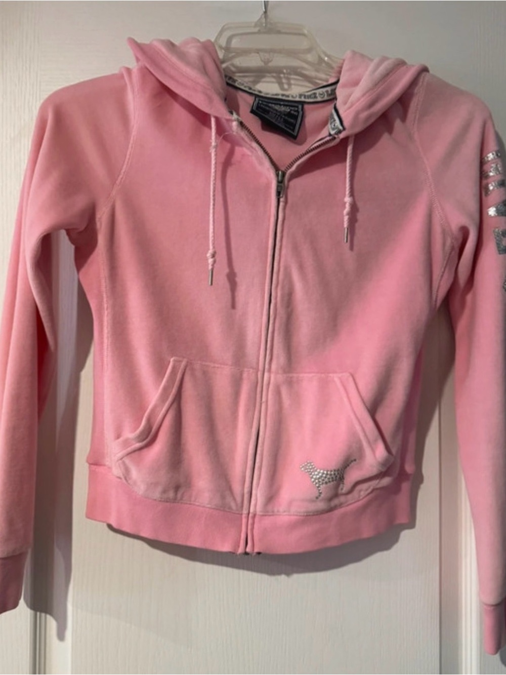 Vintage Y2K PINK Victoria's Secret Light Pink Zip-Up Hoodie Jacket